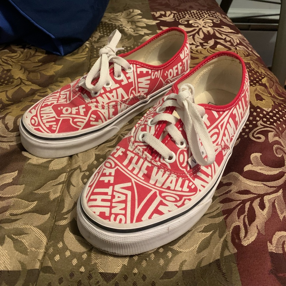 Vans Red and White Logo Print